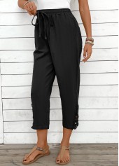 Black Straight Leg Elastic Waist High Waisted Pants | thumb picture 