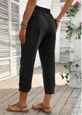 Black Straight Leg Elastic Waist High Waisted Pants | thumb picture 