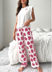 Pink Heart Print Sleeveless Lounge Top and Pants | thumb picture 