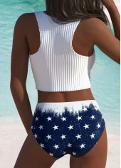 High Waisted American Flag Print Blue Bikini Set | thumb picture 