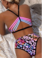 Mid Waisted Leopard Multi Color Bikini Set