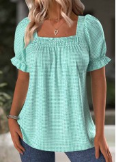Mint Green Short Sleeve Square Neck T Shirt