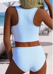High Waisted Striped Blue Bikini Set | thumb picture 