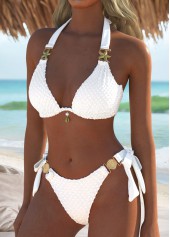Low Waisted Tie White Bikini Set | thumb picture 