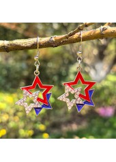 American Flag Red Star Alloy Earrings