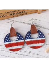 American Flag Red Round Wood Earrings | thumb picture 