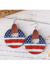 American Flag Red Round Wood Earrings | thumb picture 