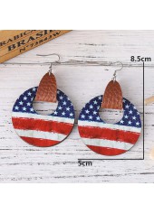 American Flag Red Round Wood Earrings | thumb picture 