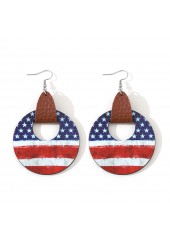 American Flag Red Round Wood Earrings | thumb picture 