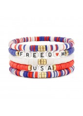 American Flag Red Polymer Clay Bracelets