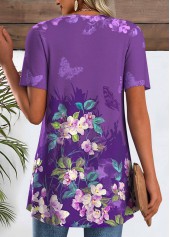 Purple Ombre Short Sleeve Fake Two Piece Twinset | thumb picture 