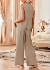 Light Camel Sleeveless Round Neck Lounge Top and Pants | thumb picture 