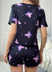 Black Animal Print Short Sleeve Lounge Top and Shorts | thumb picture 