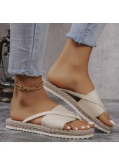 Beige Toe Post Falt Flip Flops Slippers | thumb picture 