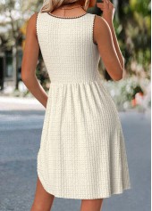 Beige Short Sleeveless Round Neck Dress | thumb picture 