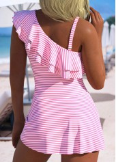 Ruffle One Shoulder Pink One Piece Swimdress | thumb picture 