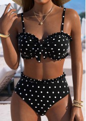 Mid Waisted Polka Dot Black Bikini Set | thumb picture 