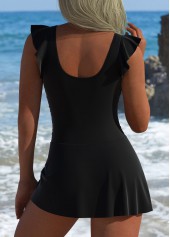 Black Ruffle Tie One Piece Swimdress | thumb picture 