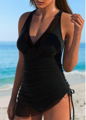 Black V Neck One Piece Swimdress | thumb picture 