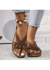 Dark Coffee Peep Toe Low Heel Sliders