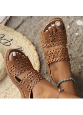 Dark Camel Peep Toe Low Heel Sliders | thumb picture 