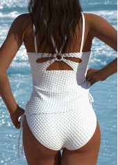 High Waisted White V-Neck Tankini Set | thumb picture 