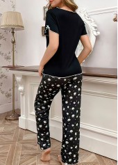 Black Ditsy Floral Print Lounge Top and Pants | thumb picture 