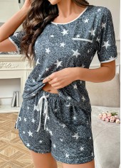 Blackish Green Star Print Lounge Top and Shorts | thumb picture 