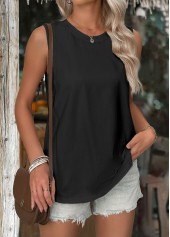 Black Sleeveless Round Neck Tank Top | thumb picture 
