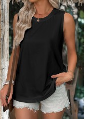 Black Sleeveless Round Neck Tank Top | thumb picture 