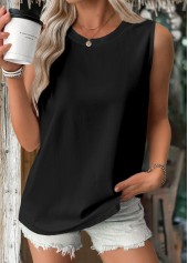 Black Sleeveless Round Neck Tank Top | thumb picture 
