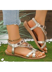 Silver Faux Leather Peep Toe Falt | thumb picture 