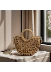 Light Camel Drawstring Crossbody Straw Bag