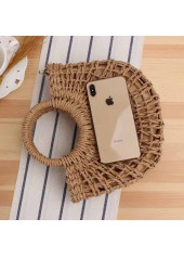 Light Camel Drawstring Crossbody Straw Bag | thumb picture 