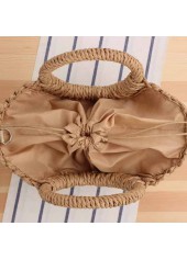 Light Camel Drawstring Crossbody Straw Bag | thumb picture 