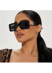 Black Plastic Patchwork Square Design Sunglasses