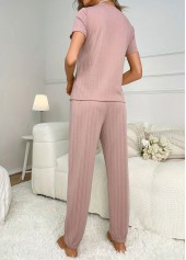 Pink Heart Print Short Sleeve Lounge Top and Pants | thumb picture 