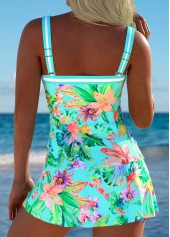 High Waisted Tropical Plants Print Mint Green Tankini Set | thumb picture 