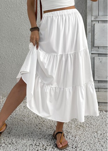 women clothes image of White A Line Elastic Waist Skirt