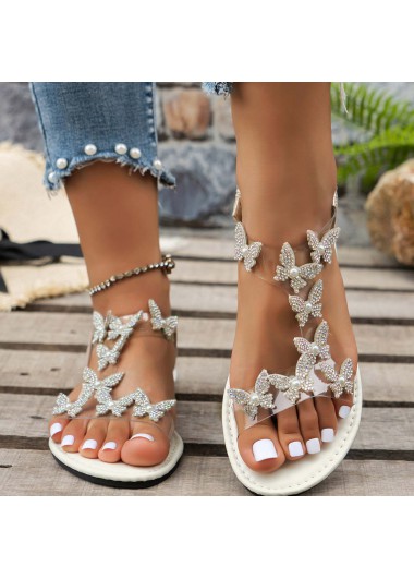 women clothes image of Silvery White Color Round Toe Falt