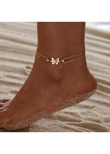 women clothes image of Golden Animal Print Butterfly Design Anklet