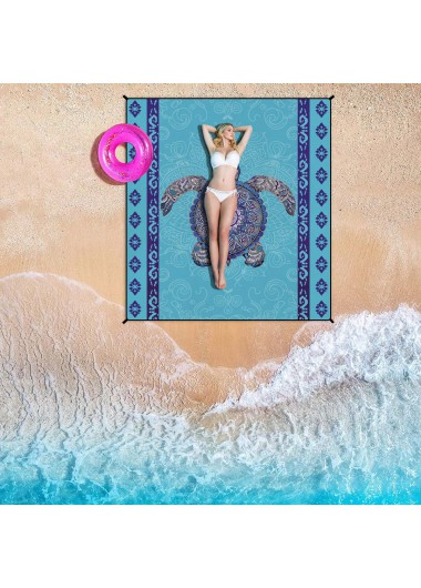women clothes image of Blue Marine Life Print Beach Blanket
