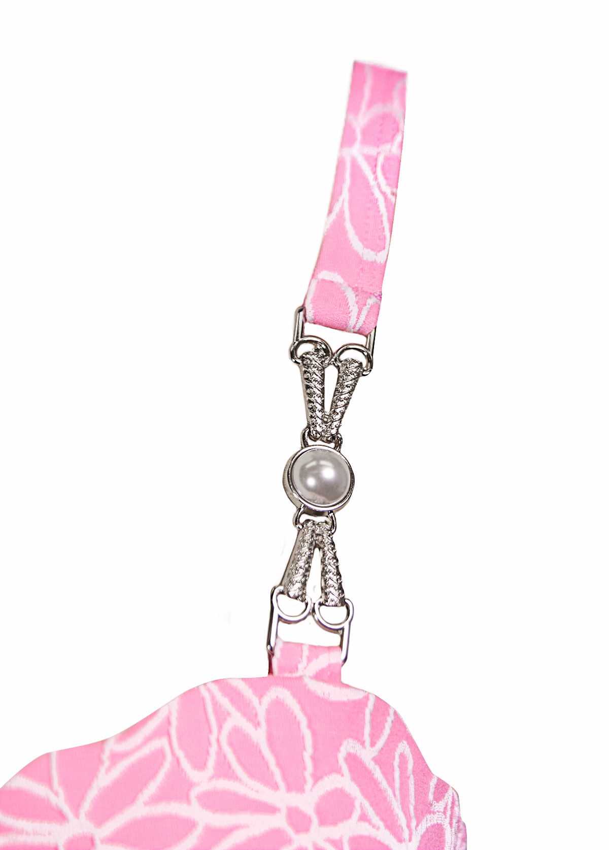 Jacquard Pink Square Neck One Piece Swimdress | picture 