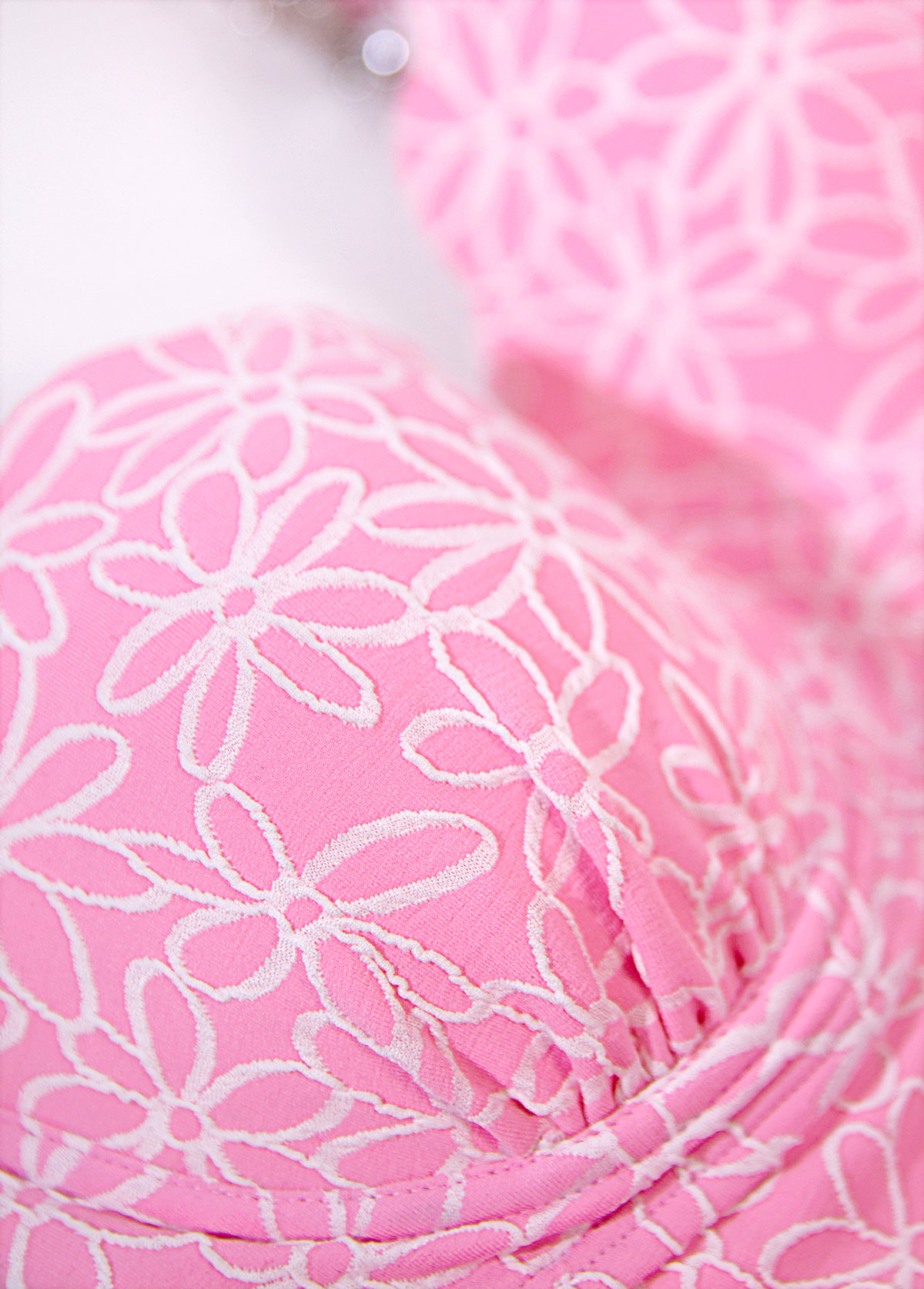 Jacquard Pink Square Neck One Piece Swimdress | picture 