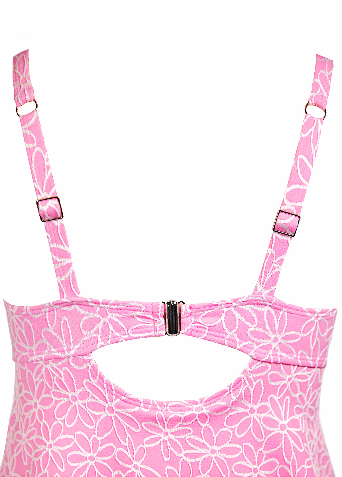 Jacquard Pink Square Neck One Piece Swimdress | picture 