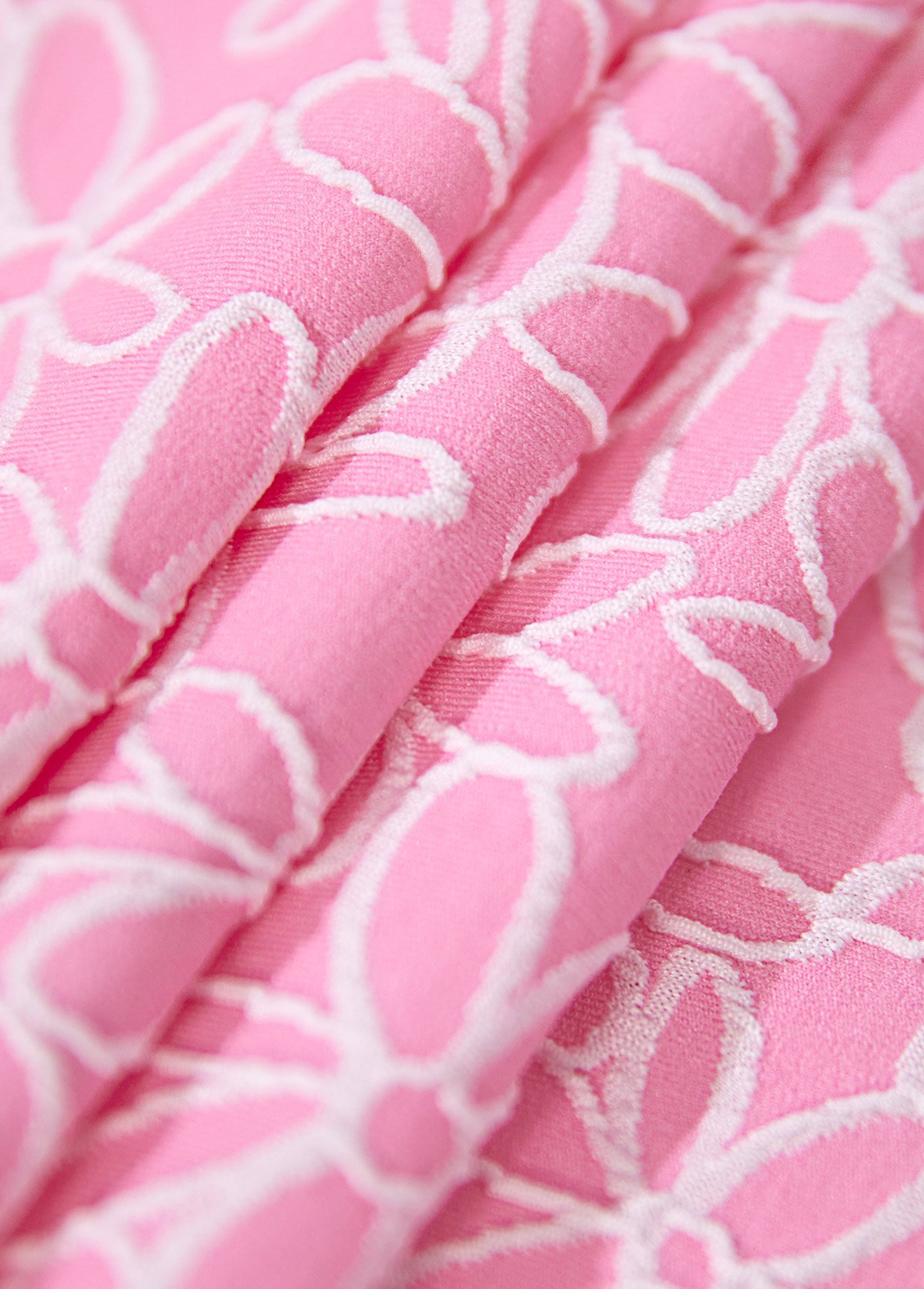 Jacquard Pink Square Neck One Piece Swimdress | picture 