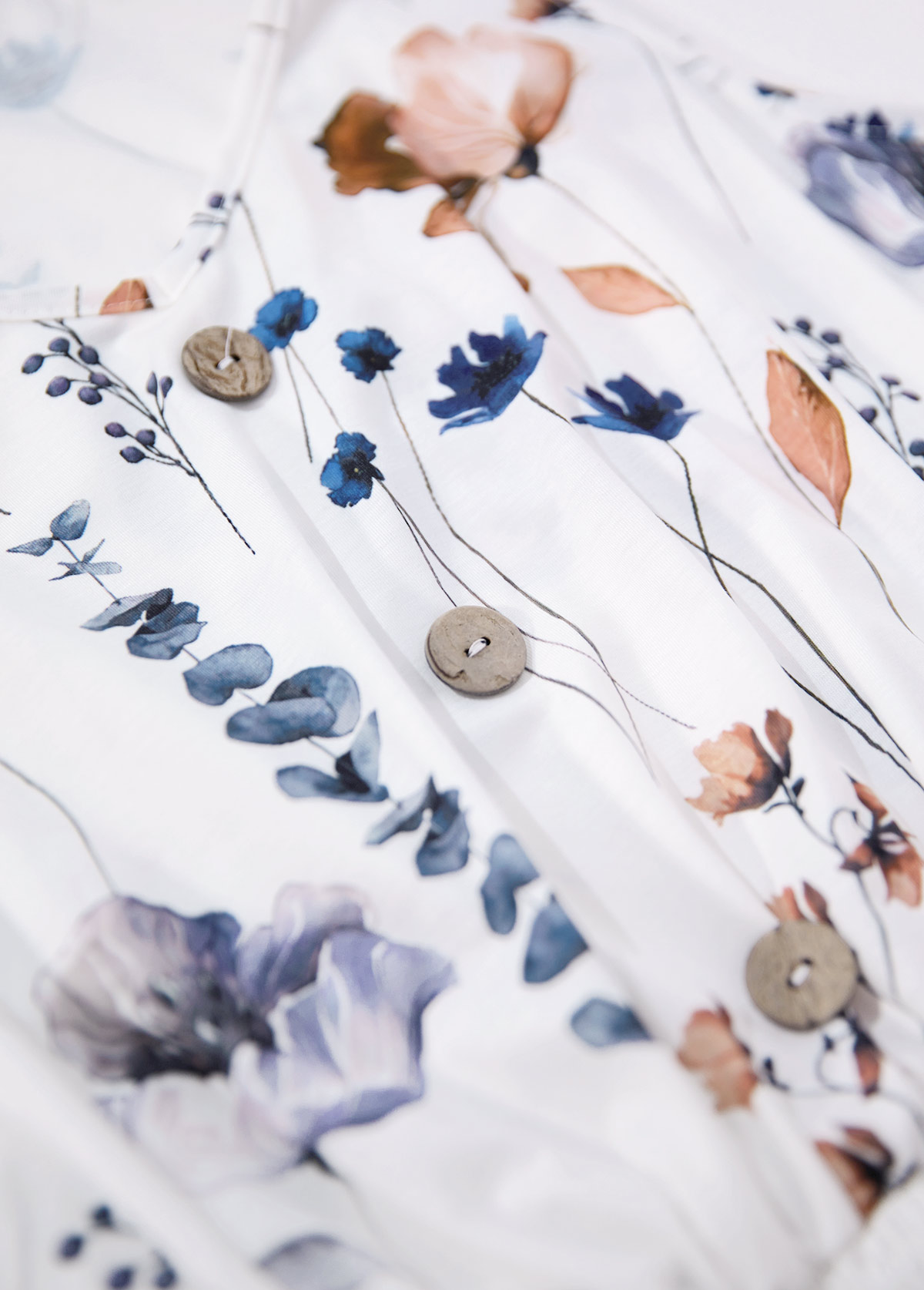 White Smocked Floral Print Short Sleeveless V Neck Dress | picture 