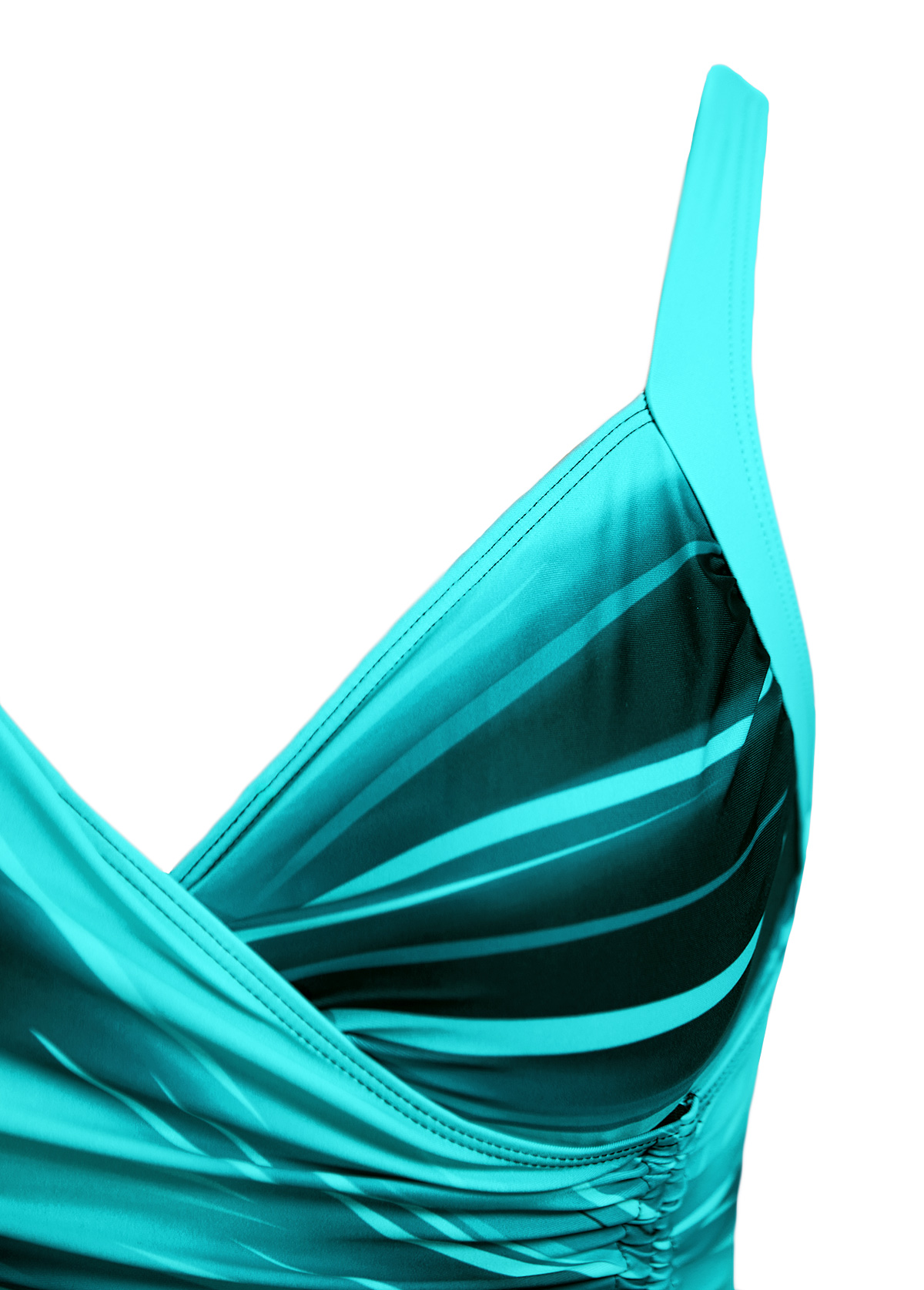 Drawstring Ombre Cyan One Piece Swimdress | picture 