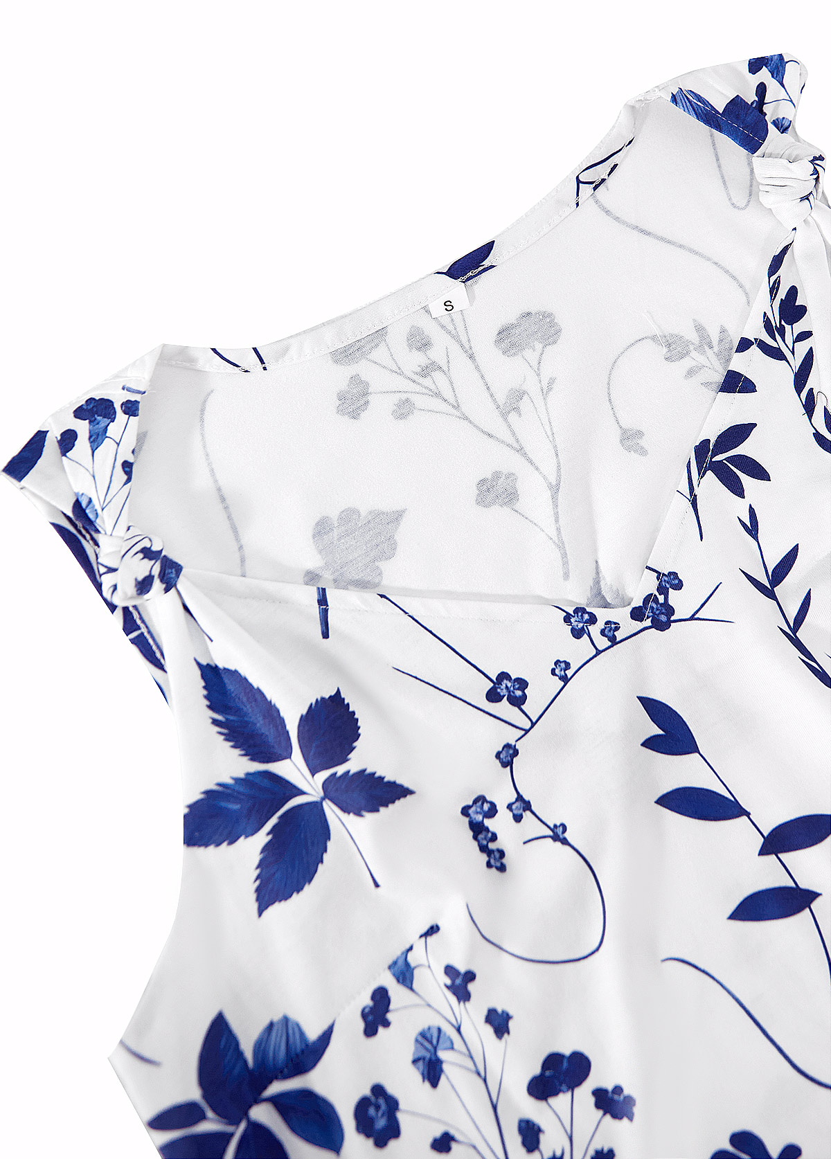 White Leaf Print Sleeveless V Neck Tank Top | picture 