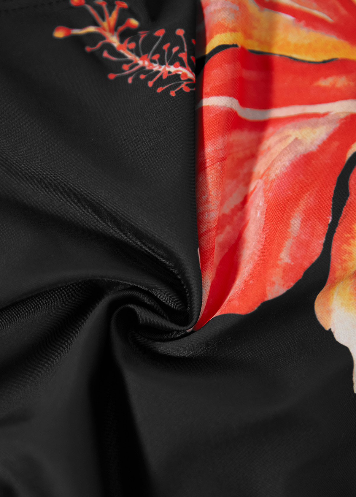 Circular Ring Floral Print Orange One Piece Swimwear | picture 